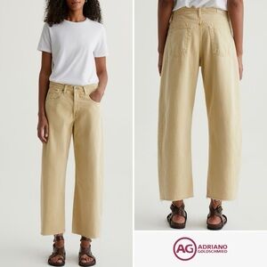 AG Adriano Goldschmied Hattie Crop Barrel Jeans Sulfur Golden Wheat 28 NWT